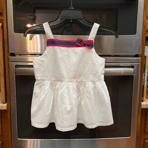 NWT Girls Sz. 8 White Cotton Top.  Red/White/Blue Ribbon Trim.
